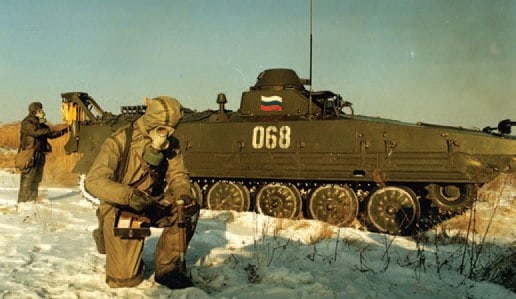 Машина РХМ Российской Армии. На корме видна система разметки
территории КЗО-2, установленная в рабочее положение